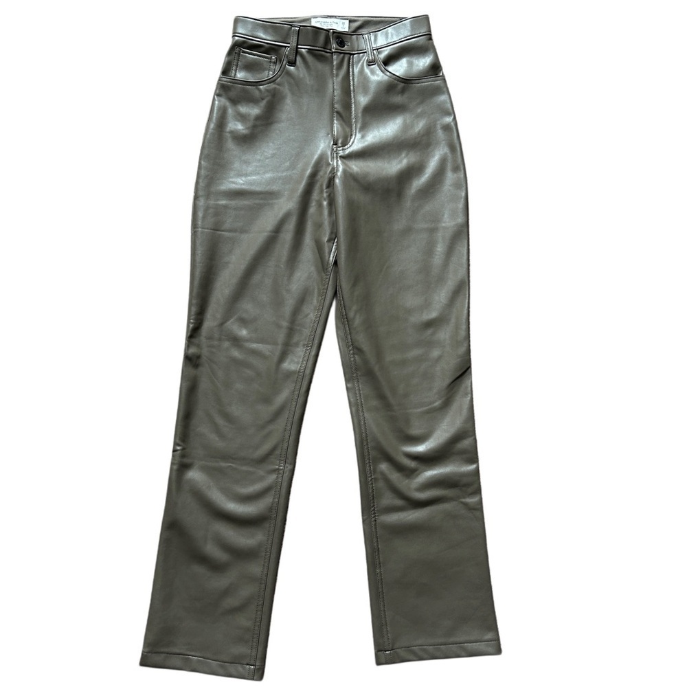 Abercrombie & Fitch Curve Love 90s Straight Ultra High Rise Vegan Leather 26/2 - Picture 12 of 12